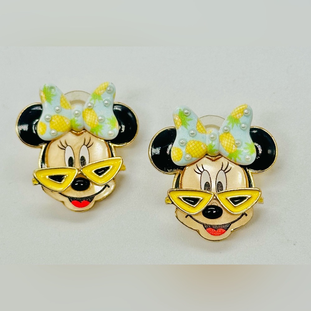 Disney X BaubleBar Minnie Mouse Earrings Sunglasses Bow Enamel Pierced